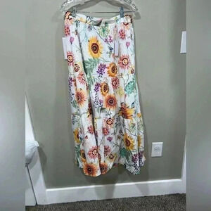 NWT Tahari Elie Floral Print, Stretch Waist,‎ Maxi Skirt, Womens Sz L